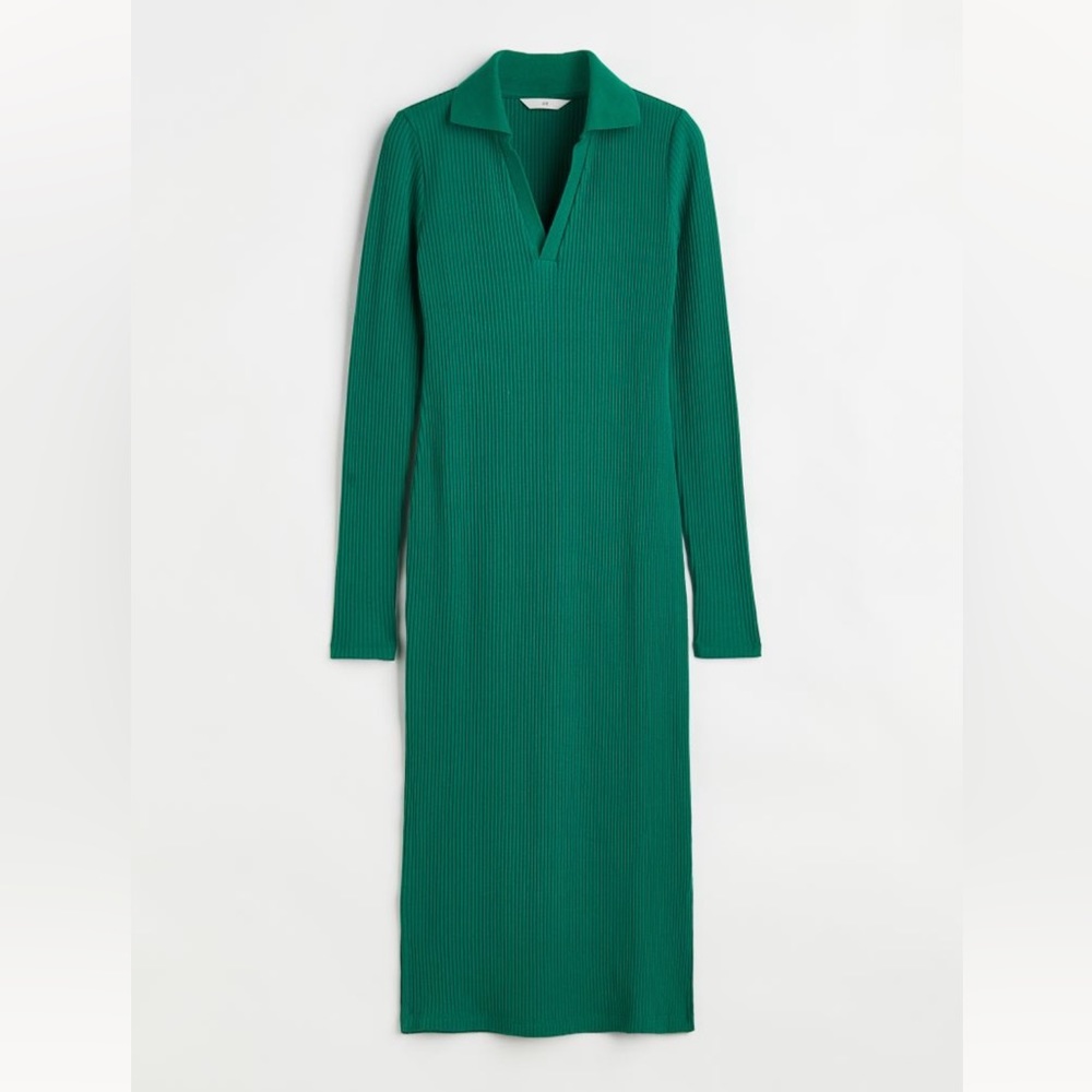 NWT | Green Collared Ribbed Dress